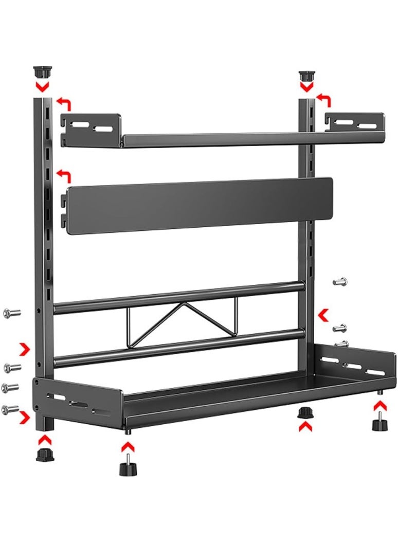 TYCOM Spice Rack Kitchen Shelf Organizer Countertop 2 Tier Large Standing Seasoning Rack for Storage Spice Kitchen Spice Organizer Spice Holder 2 Tier Adjustable Black. - Image 2